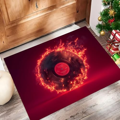 Tapis d'entrée antidérapant lavable et ultra doux rouge