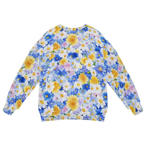 JUNZAN Iceland White Blue Summer Flowers Kids Girls Sweatshirts Hoodies Fleece Kids Hoodies Boys Party 4T2