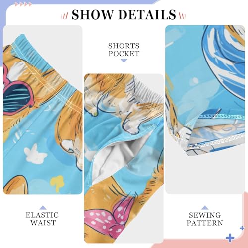 Corgi Dog Pineapple Boys Long Pants Soft Trousers Elastic Waist Kids Lounge Bottoms with Pockets S-XL4