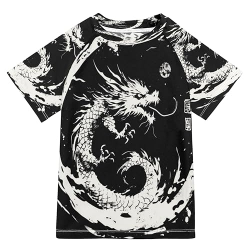 Kids Swimsuit Dragon Black Tai Chi Ink Sunscreen T-Shirts Swimwear Sets UPF 50+