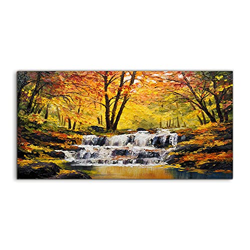 Art mural acrylique cascade automnale pour chambre zen 120x60
