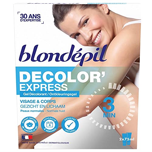 BLONDEPIL - Gel décolorant rapide pour visage et corps - 2 tubes de 75mL chacun - Épilation sans douleur - Résultats durables - Lot De 3 - Vendu Par Lot