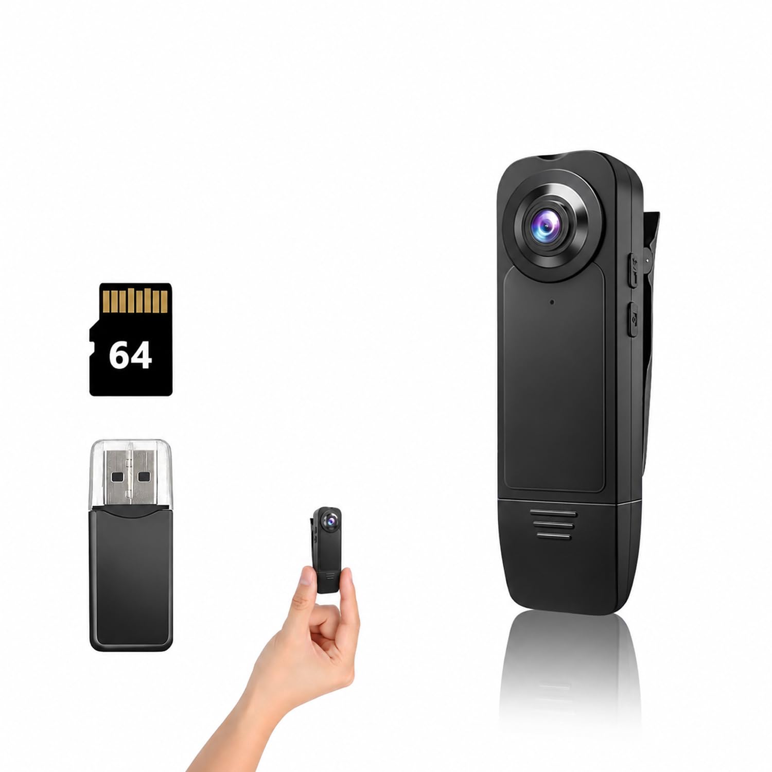 kaysunlink 1080P Mini Caméra Sport avec 64GB Carte, Corporelle Cam, Vision Nocturne, Autonomie de 6 Heures, Caméra d'action pour Vlogging, Voyages, Sécurité et Travail, Noir
