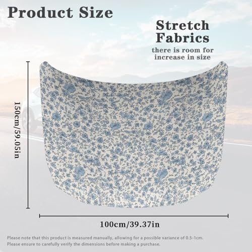 Image of Ditsy Floral Car Hood Protector, Blue Wildflower Can be Washed Automotive Exterior Accessories, Countryside Flower Car Hood Decoration and Protection(3X5FT)