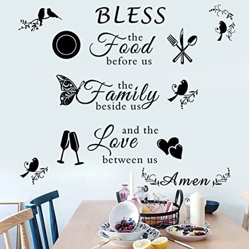 Wall Decor Dining Room Kitchen Wall Decals Dinner Meal Prayer Wall Quotes Wall Sticker Saying Bless The Food Before Us Sign Wall Art Sticker For Dining Room Kitchen Room Home Restaurant Wall Decoration. #TOP22