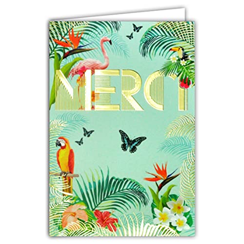 69-4064 Carte Merci Remerciements avec Dorure Or Motif Merci