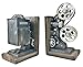 Bellaa 20904 Vintage Camera Bookends Film Movie Projector Book Shelves Cottage Farmhouse Antiques Home Decor Black and Silver 8 Inch