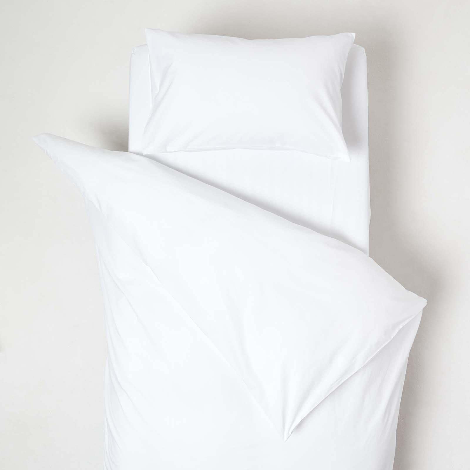 HOMESCAPES Parure de lit Enfant en Coton égyptien 200 Fils Blanc, Housse de Couette 120x150 cm et Taie d'Oreiller 40x60 cm