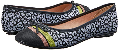 Sapatilhas Tecido Onca Listrado Resinado, Moleca, Feminino, Preto, 37