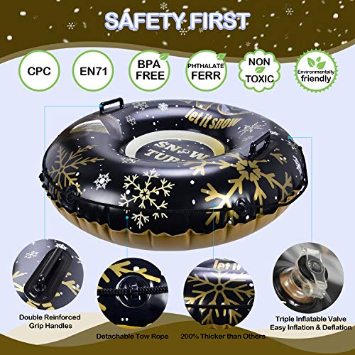 image for GP TOYS Winter Snow Tube - Inflatable Sled for Kids and Adults, Large 