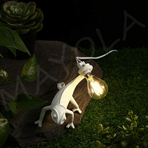 Image of MAYOLA Modern Chameleon Table Lamp,Desk lamp,Night Light,Wall Lamp, Resin Chameleon Lighting Fixture for Living Room, Bedroom, Office,Kids(Table Lamp, B-White)