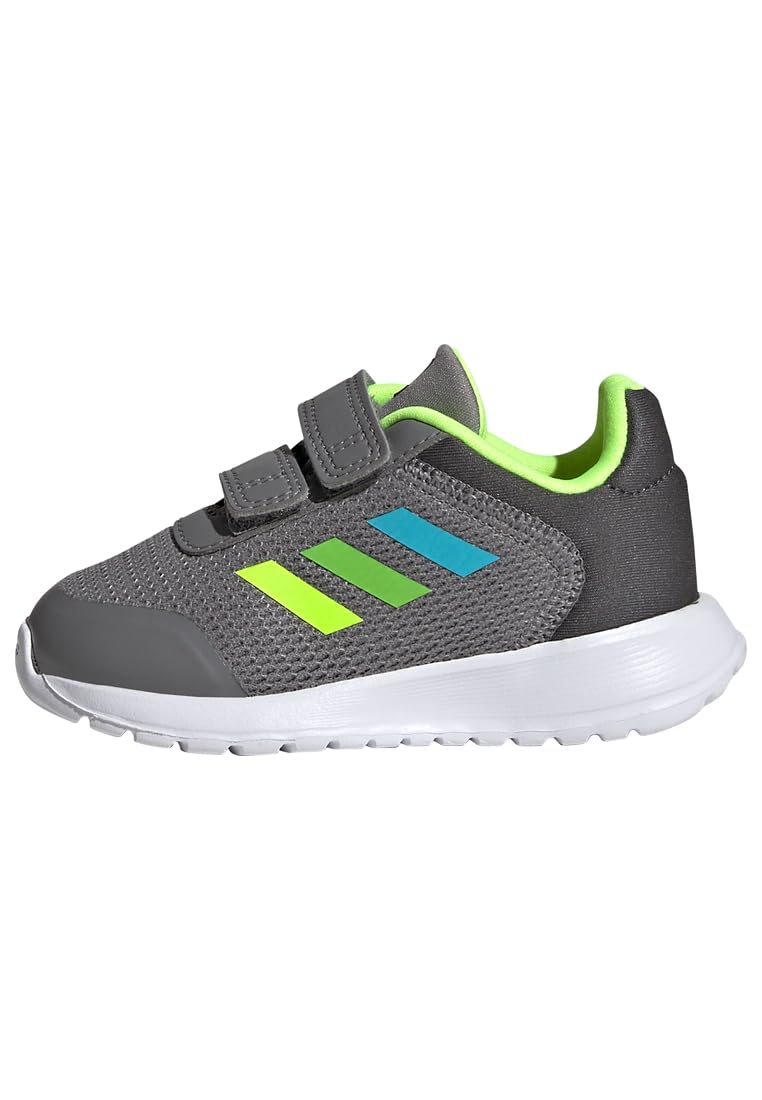 adidas Unisex Baby Tensaur Run Shoes, Grey/Lucid Lime/Lucid Lemon, 3 UK Child