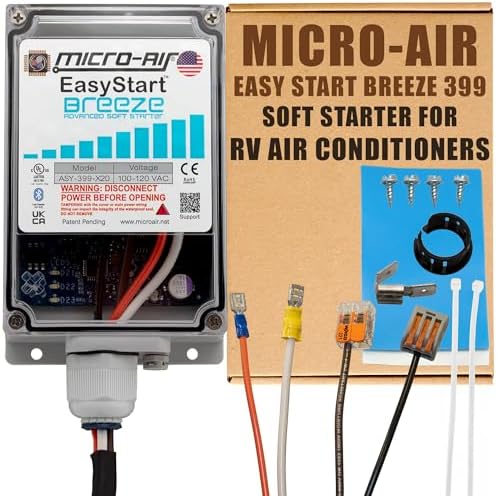 MICRO-AIR EasyStart Breeze 399 with Bluetooth – Soft Starter for RV Air Conditioners – Starter Compressor Unit for Travel Trailers – Soft Start for 120V RV A/C Motors – Breeze w/Installation Kit MICRO-AIR EasyStart Breeze 399 with Bluetooth – Soft Starter for RV Air Conditioners – Starter Compressor Unit for Travel Trailers – Soft Start for 120V RV A/C Motors – Breeze w/Installation Kit