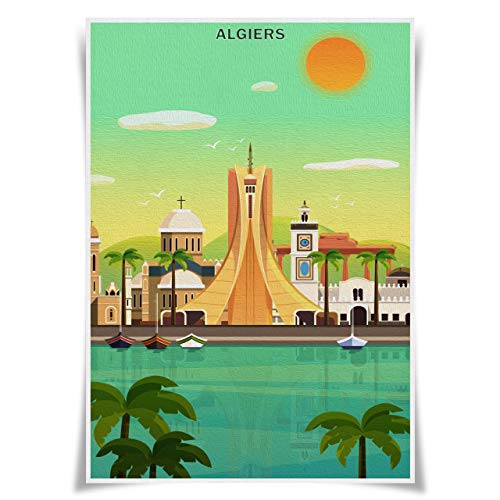 Nice Captain Affiches de voyage - Sites touristiques célèbres - Scène de paysage - Impression format A3 - Décoration murale d'intérieur (Algérie)