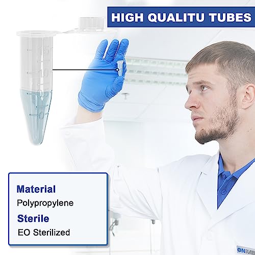 Onilab 13900180 500Pcs 1.5Ml Polypropylene Graduated Microcentrifuge Tubes With Attached Lid,Clear Conical Micro Centrifuge Small Sample Bottle Vials Container For Lab thumb #3