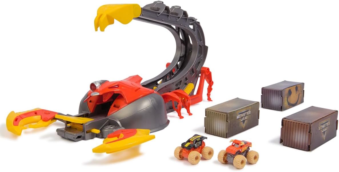 Monster Jam, El Toro Loco Venom Velocity Scorpion Playset, Mini Jams, 2 Exclusive Die-Cast El Toro Loco and Max-D Monster Truck 1:87 Scale, Kids’ Toys for Boys Aged 3, 4, 5, 6+