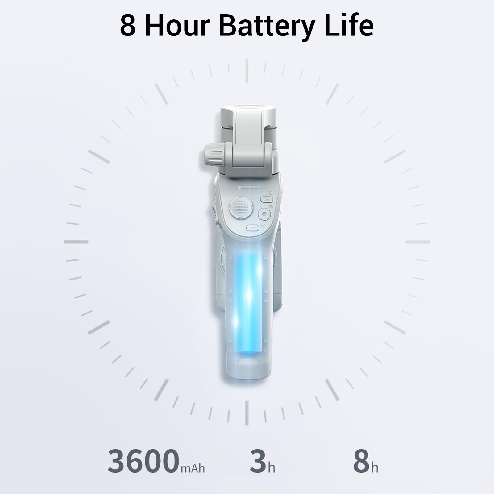 Generic Estabilizador de Teléfono de 3 Ejes, Palo Selfie Bluetooth, Estabilizador de Seguimiento AI con Luz de Relleno y Batería de 3600 MAh, Ideal para Grabación de Vídeo