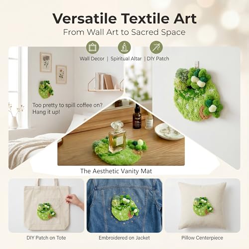 Image of beausougon 3D Moss Latch Hook Kit for Adults,Relaxing DIY Coaster Craft Set with Premium Textured Yarn,Creative Embroidery and Crochet Hobby Token for Craft Lovers,Crochet Kit for Beginners