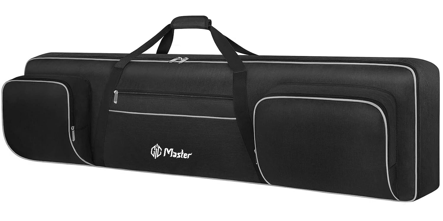 GIG Master Fabric Heavy Padded Keyboard Bag/Cover/Case For Yamaha P-125, 88 Keys Digital Piano with Dust Cover & Double Pocket(Black & Grey)