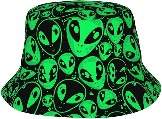 Image of Play Tricks Bucket Hat Chicken Summer Travel Beach Sun Hats Outdoor Cap for Women Man Green
