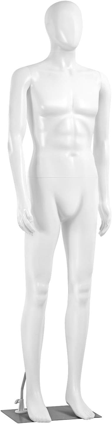 SereneLife Adjustable Male Mannequin Full Body Body-73 Detachable Dress Form Poseable Life Size Torso-for Retail Clothing Shops SLMAQML, White White Male Mannequin