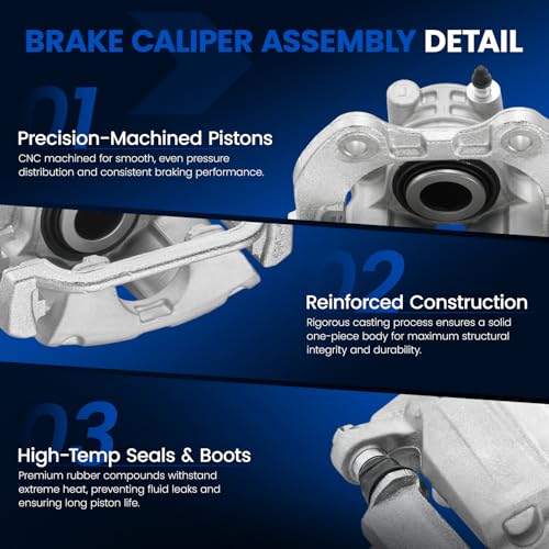 Image of Rear Brake Caliper Assembly Replaces for 18-B4726 18-B4727, Compatible with Cadillac DeVille 2000-2002 4.6L, for Escalade 1999-2000 5.7L, Compatible with Chevy Tahoe Silverado 1500 2000-2001
