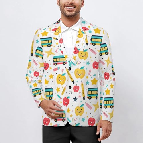 Back to School Printed Men's Classic Fit Suits Funny Casual Stylish Two Button Blazer2