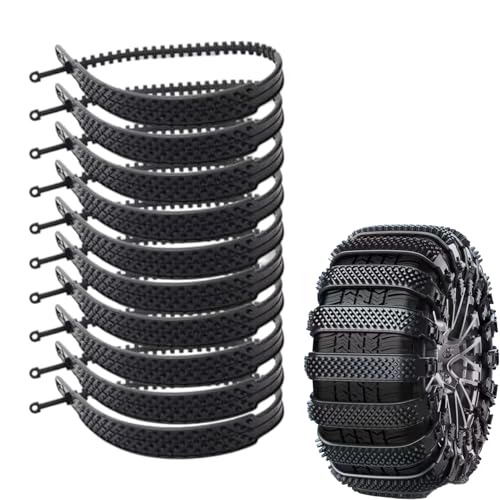 Cadenas para neumáticos de nieve | Cadenas de nieve antideslizantes para neumáticos de coche de 10 piezas | Reutilizable y ajustable, seguridad y estabilidad, apto para coches, autocaravanas, camiones