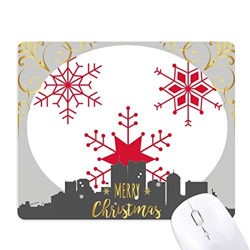 Tapis de souris nuit de Noël rouge antidérapant avec motif flocon de neige