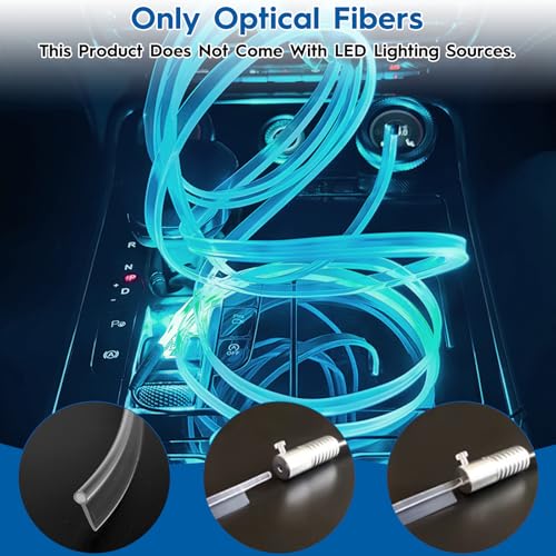 5M Side Glow Fiber Optic Cable Light Strip, Waterproof LED Illumination Optic Fiber Pipe Atmosphere Neon Strip Lights, Super Light Infilled Side Flexible Light, for Car Home, 3.2mm Diameter