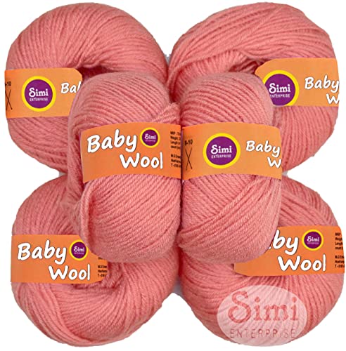 Image of 100% Acrylic Wool Salmon 16 Pc Baby Wool 4 ply Wool Ball Hand Knitting Wool /Art Craft Soft Fingering Crochet Hook Yarn-Dart-HC