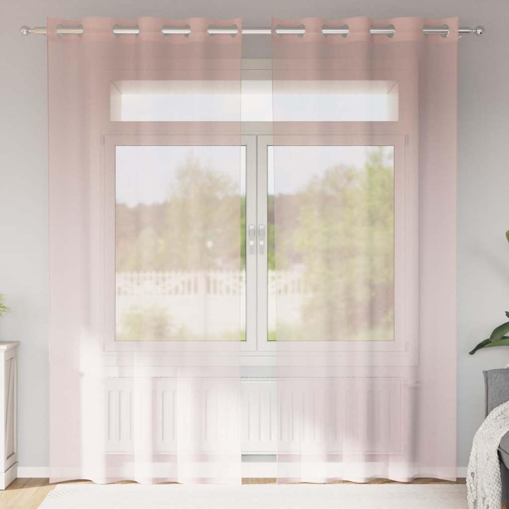 Zasłony z woalu, na przelotkach, 2 szt., jasnoróżowe, 140 x 225 cm, 100% poliester, przezroczysty materiał do firan do salonu, sypialni, ochrona przed wzrokiem i słońcem, łatwe w pielęgnacji
