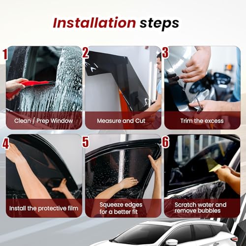 Image of Car Window Tint, 2Ply 5% Premium Nano Carbon Window Tint for Car, 24In x 100Ft Automotive Car Tint Privacy Film with Strength Adhesive, Blocks UV /IR Rays, Reduce Heat & Glare