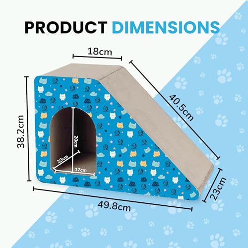 Image of Foodie Puppies Cat Scratcher Pad with a Catnip and 18 Screws for Cats & Kittens - (Inclined Play House) | Durable Corrugated Scratching House, Easy to Assemble | Furniture Protection, Play & Relax