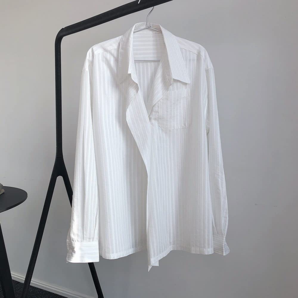 Camicia Donna Elegante,Camicetta Testurizzata Trasparente Da Donna Camicie A Maniche Lunghe Bianche Estive Oversize Top Con Scollo A V Camicetta Elegante T-Shirt Giacca Camicetta Allentata Tunica Fe