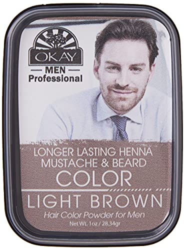 Okay Cor de barba de henna masculina, marrom claro, 28 g