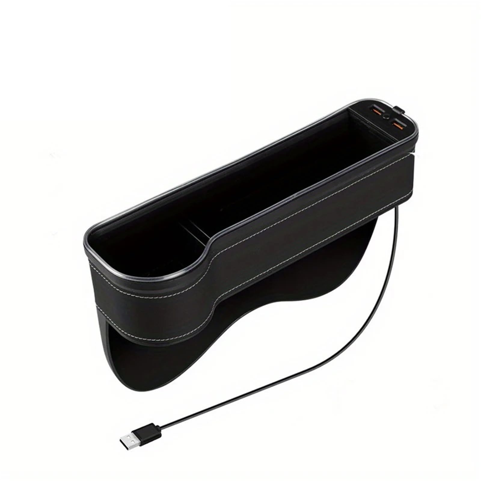 Organizer do schowków samochodowych z funkcją wypełniania przestrzeni między siedzeniami, zmieniający kolor, z diodami LED i 2 ładowarkami USB(1pcs Left Black)