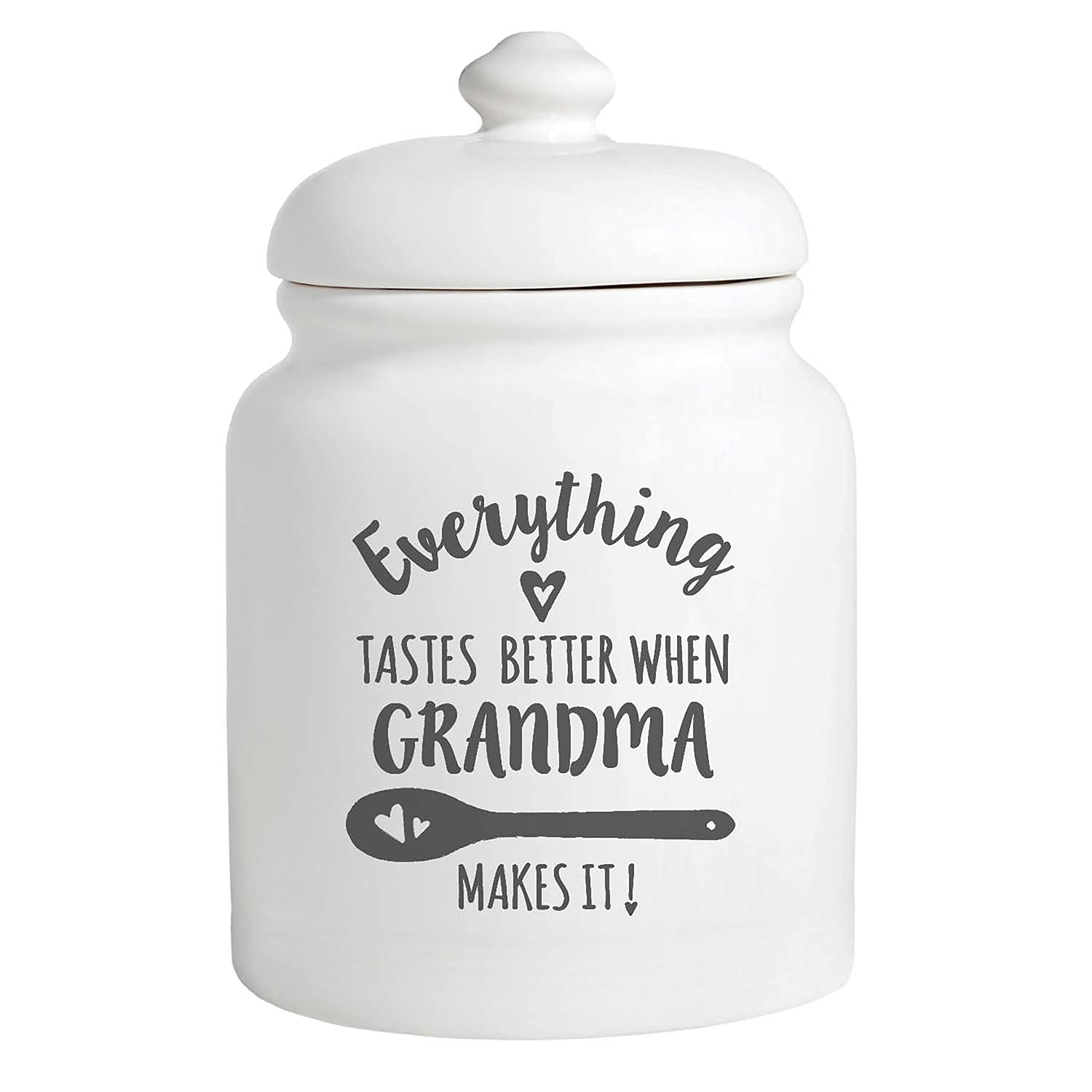 Personalized Planet Everything Tastes Better When Blank Makes It Ceramic Cookie Jar with Custom Name Printed on Ivory Chip Resistant Stoneware Container with Airtight Lid, 6.5x10.5