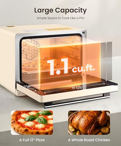 Image of FOTILE HYZK32-E3-E ChefCubii 1.1 cu. ft. 4-in-1 Combi-Steam Oven with Steam-Bake, Air Fry, Convection, Dehydrator Functions, and 50 Preset Menus, Beige