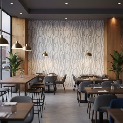 Image of Silver Geometric Wallpaper for Walls, 3D Cube Peel and Stick Wall Sticker, Self-Adhesive Waterproof Vinyl Decal for Home Decor, Kitchen, Furniture & DIY-Silver GEOMATRIC 45x300 CM (Pack of 1)