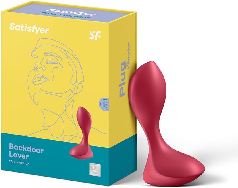Satisfyer Backdoor Lover Anal Vibrator - Vibrating Anal Plug, Butt Plug with Curved, Probe Body and Wide Base - Suitable for Beginners, Waterproof, Rechargeable (Red)