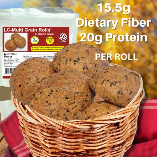 Low Carb Multi Grain Rolls 5 Pack - Fresh Baked | All Natural | Sugar-Free | No Artificial Sweeteners | Diabetic Friendly |14.1 Oz #TOP4
