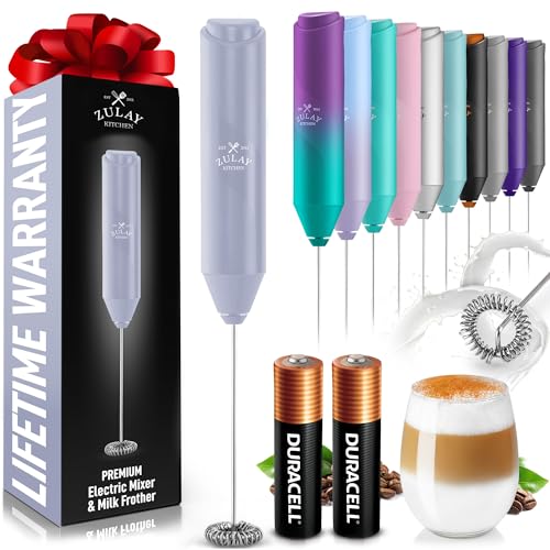 Image of Zulay Kitchen Powerful Milk Frother AA Batteries Included - Ultra Fast Handheld Drink Mixer with Stainless Steel Whisk Stirrer for Coffee, Protein, Matcha & More, Frother Wand Electric Frothmate