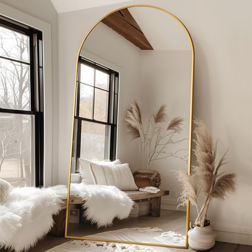 Antok Full Length Mirror, 91"x46" Oversized Floor Mirror Freestanding, Full Body Floor Standing Mirror with Stand, Hanging Mounted for Living Room Cloakroom,Gold,Arched Style - Image 3
