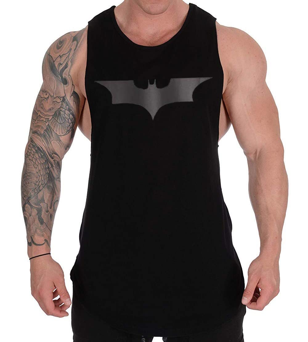 0105 Men's Sleeveless T-Shirt Vest Tank Tops Muscle Tee Gym Bodybuilding Vests Fitness Workout Train Stringers