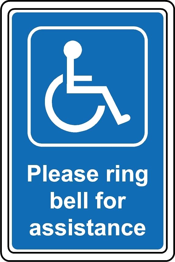 Please Ring The Bell for Assistance Disabled Safety Sign - Self Adhesive Sticker (200mm x 150mm)