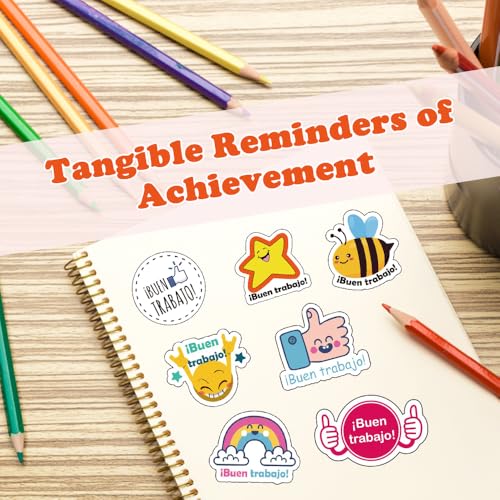 Image of Reward Stickers - Spanish Classroom Essentials with Buen Trabajo Labels for Student Motivation & Fun