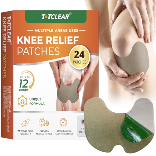 TOTCLEAR Knee Relief Patches: Herbal Knee Patches - Heat Patches for Joint Back Shoulder Neck - Wormwood Relieving - Warming Patches - Herbal Patches for Knee - 12 Hour Long Lasting Relief for Muscle