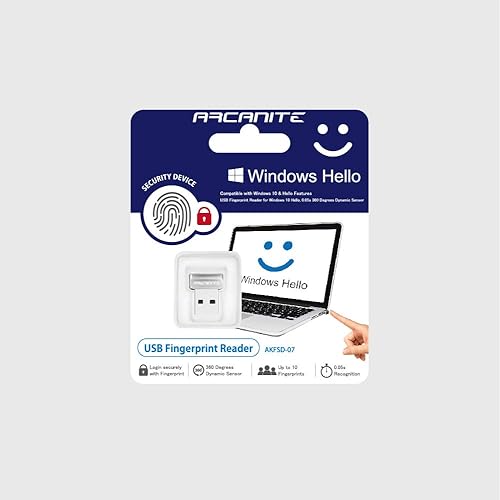 Miniatura 8 de ARCANITE Lector de huellas dactilares USB para Windows 1110 Hello Desktop, ordenador portátil, 0.05s 360 grados sensor de seguridad dispositivo de