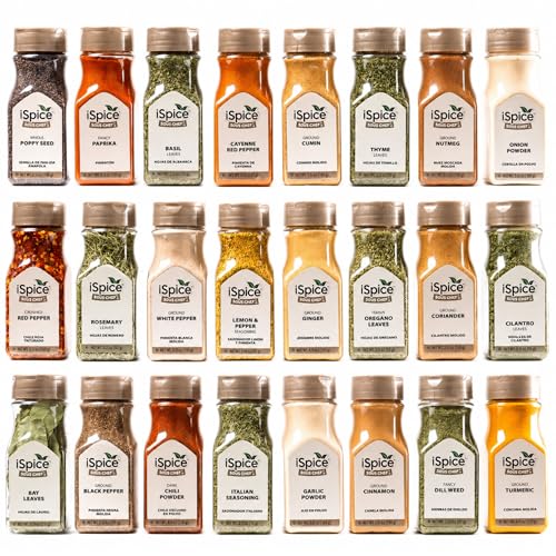 iSpice 24-Pack Gourmet Spice Set - Ultimate Spice, Seasoning Collection for Cooking (Kitchen Fusion)